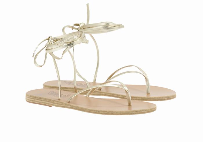 Ancient Greek Sandals Celia Donna Sandali Da Gladiatore Oro Bianche | FSN6894HX