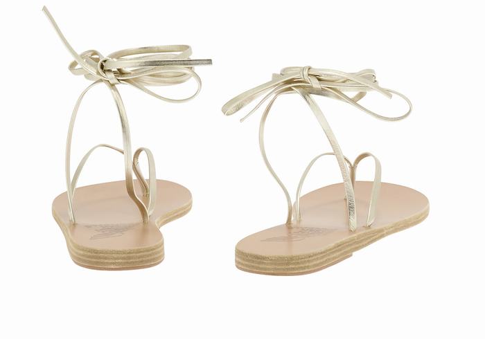 Ancient Greek Sandals Celia Donna Sandali Da Gladiatore Oro Bianche | FSN6894HX