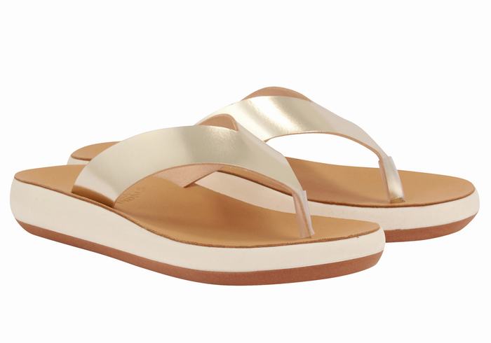 Ancient Greek Sandals Charys Comfort Donna Infradito Oro Bianche | KFX214GG