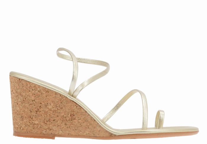 Ancient Greek Sandals Chora Mid Donna Sandali Zeppa Oro Bianche | NDA4259CV