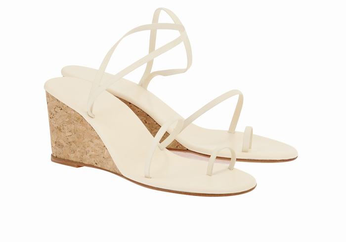 Ancient Greek Sandals Chora Mid Donna Sandali Zeppa Bianche | RFD2648XZ