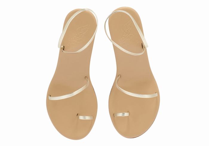 Ancient Greek Sandals Chora Mid Donna Sandali Zeppa Oro Bianche | LKG271IK