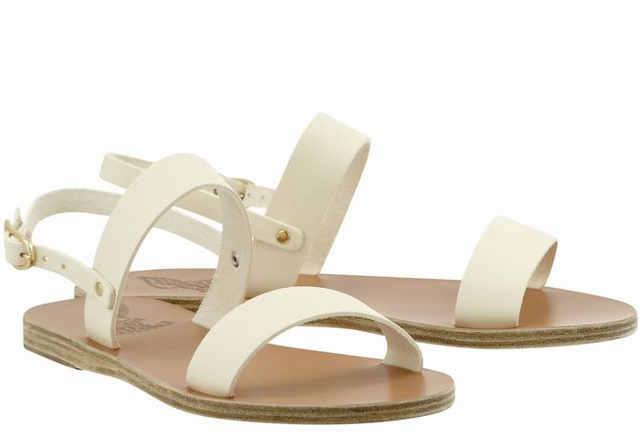 Ancient Greek Sandals Clio Donna Sandali Con Cinturino Sul Retro Bianche | NKO752EQ