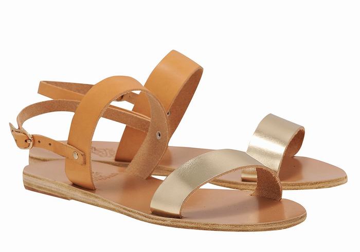 Ancient Greek Sandals Clio Donna Sandali Con Cinturino Sul Retro Beige Oro Bianche | CEL2622MH