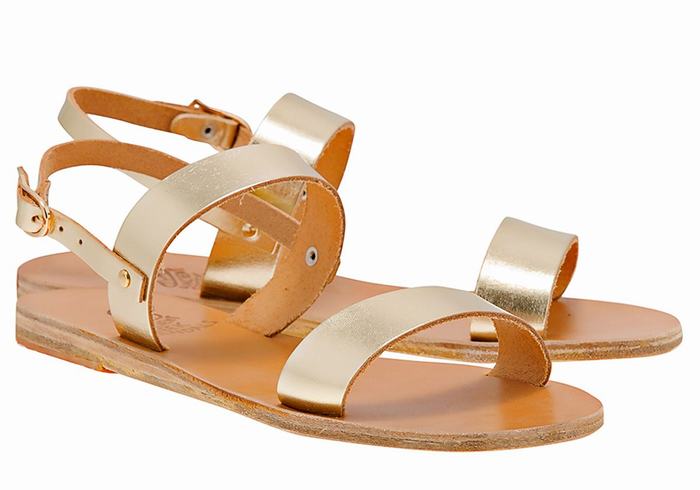 Ancient Greek Sandals Clio Donna Sandali Con Cinturino Sul Retro Oro Bianche | YJW483RN