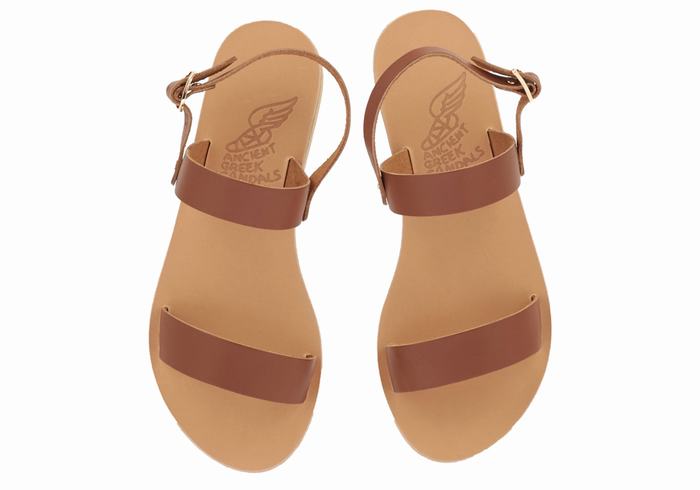 Ancient Greek Sandals Clio Donna Sandali Con Cinturino Sul Retro Marroni Scuro | XZG2277NS