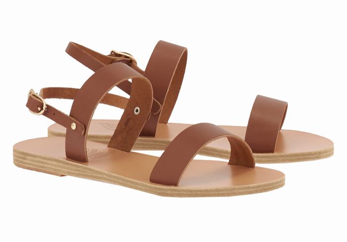 Ancient Greek Sandals Clio Donna Sandali Con Cinturino Sul Retro Marroni Scuro | XZG2277NS