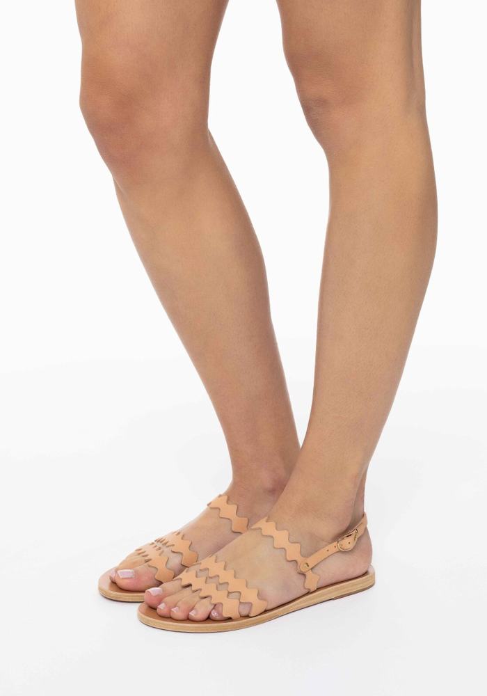 Ancient Greek Sandals Clio Onda Donna Sandali Con Cinturino Sul Retro Beige | YUN8272LI