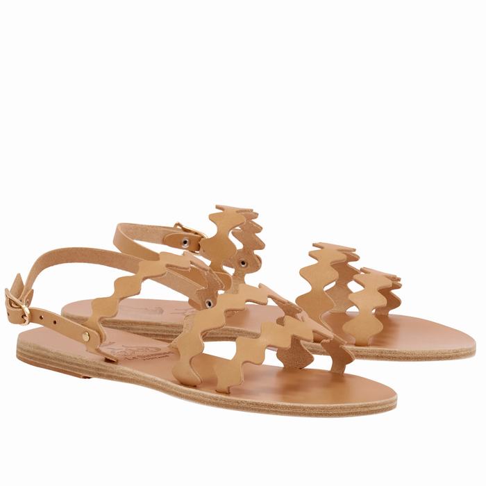 Ancient Greek Sandals Clio Onda Donna Sandali Con Cinturino Sul Retro Beige | YUN8272LI