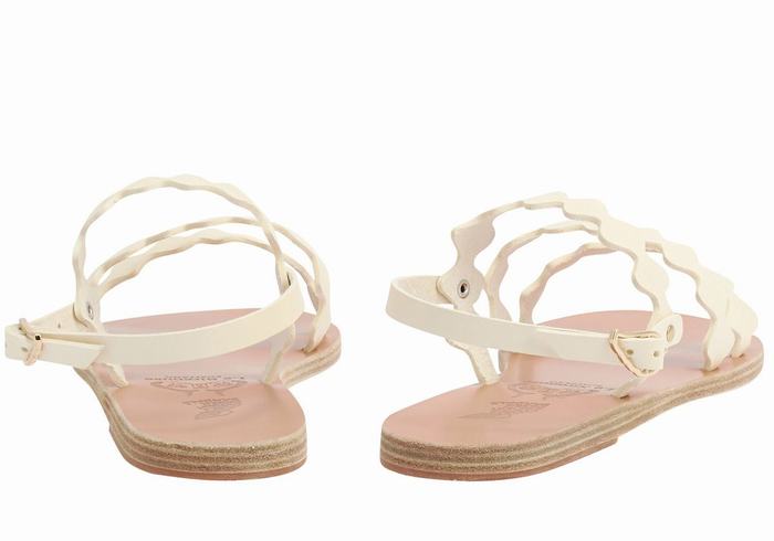 Ancient Greek Sandals Clio Onda Leather Donna Sandali Con Cinturino Sul Retro Bianche | RVO394YC