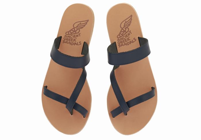 Ancient Greek Sandals Daphnae Leather Donna Sandali Scorrevoli Blu Scuro | LTB3556MG