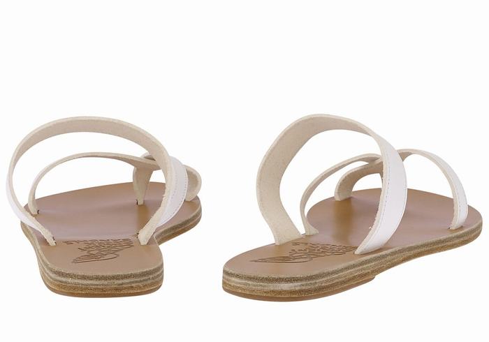 Ancient Greek Sandals Daphnae Leather Donna Sandali Scorrevoli Bianche | EQG6898CB