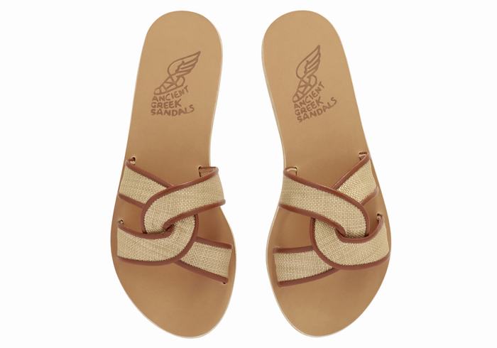 Ancient Greek Sandals Desmos Donna Sandali Scorrevoli Beige Marroni | LHK3678XF