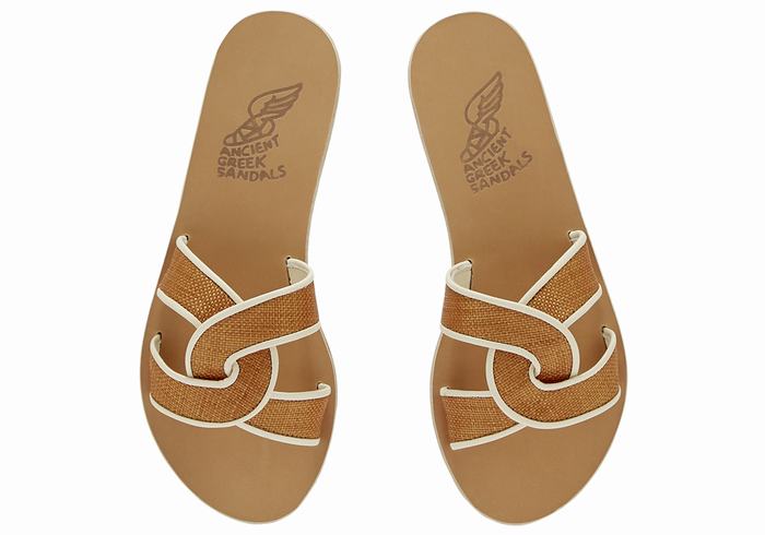 Ancient Greek Sandals Desmos Donna Sandali Scorrevoli Marroni Bianche | KSP21UH