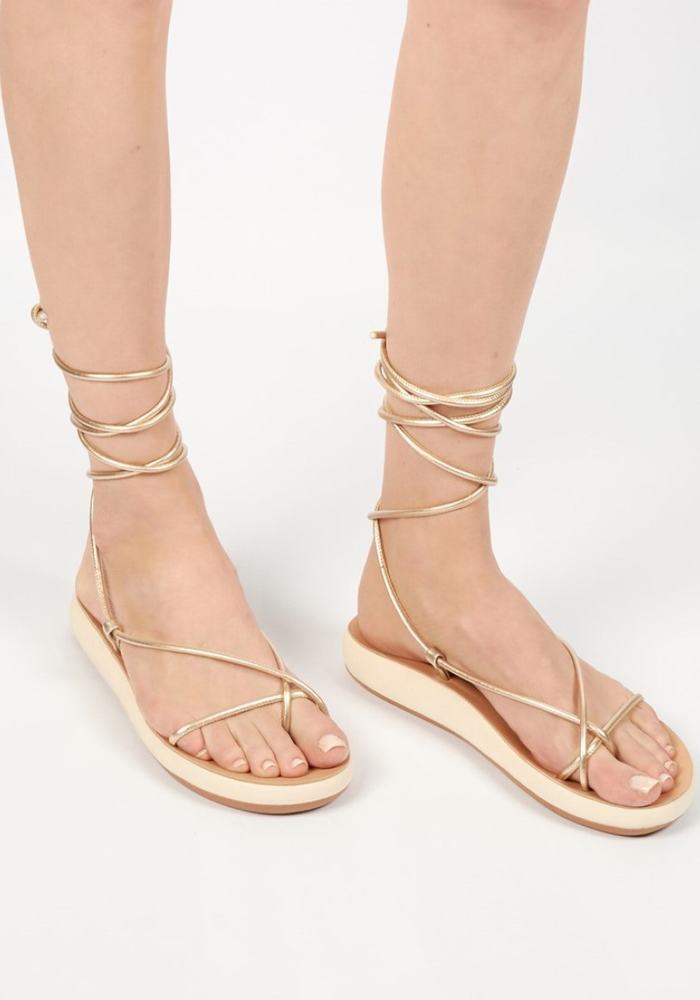 Ancient Greek Sandals Diakopes Comfort Donna Sandali Da Gladiatore Oro Bianche | QZV889FH