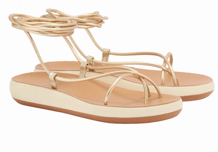 Ancient Greek Sandals Diakopes Comfort Donna Sandali Da Gladiatore Oro Bianche | QZV889FH