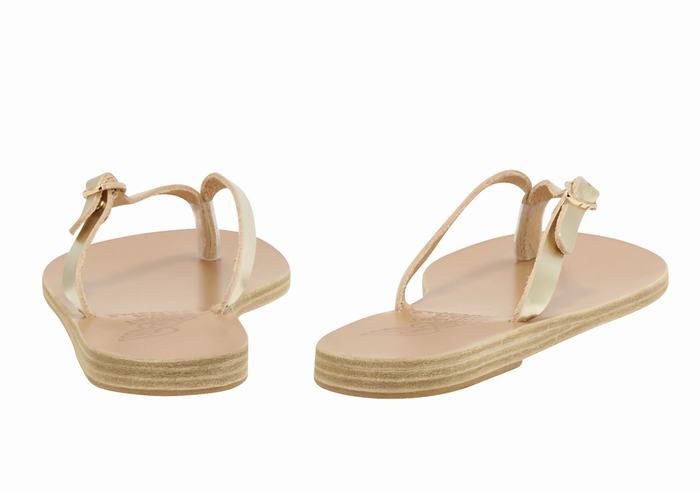 Ancient Greek Sandals Dihalo Leather Donna Infradito Oro Bianche | ETO4416DH