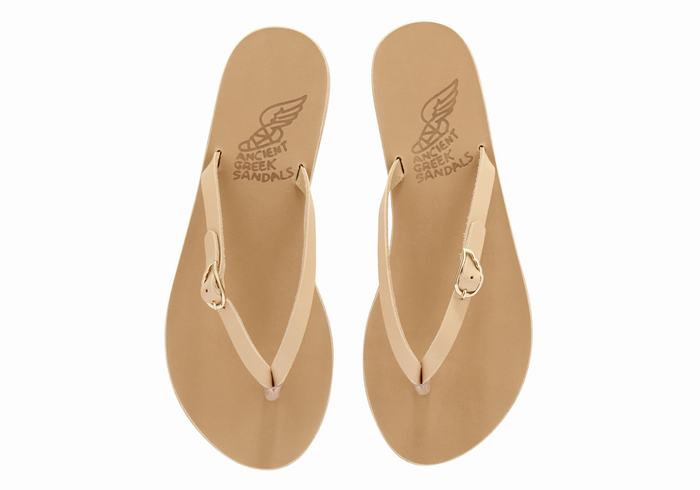 Ancient Greek Sandals Dihalo Leather Donna Infradito Beige | VAZ6099VM