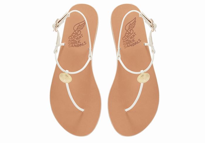 Ancient Greek Sandals Dimitra Flip Flop Donna Sandali Con Cinturino Sul Retro Bianche | LRE9217BX