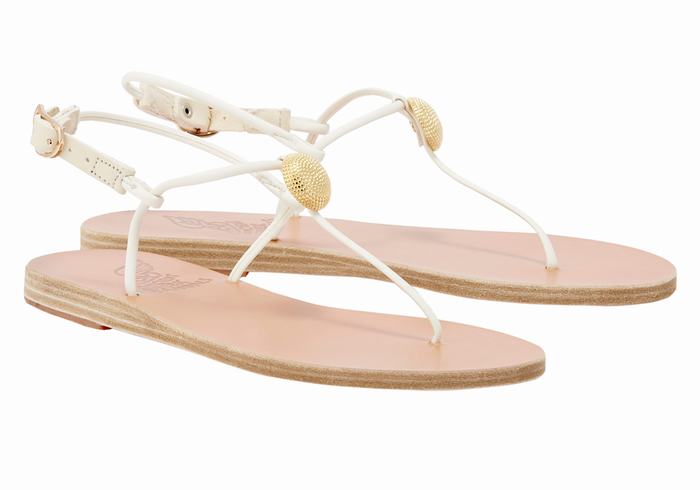 Ancient Greek Sandals Dimitra Flip Flop Donna Sandali Con Cinturino Sul Retro Bianche | LRE9217BX