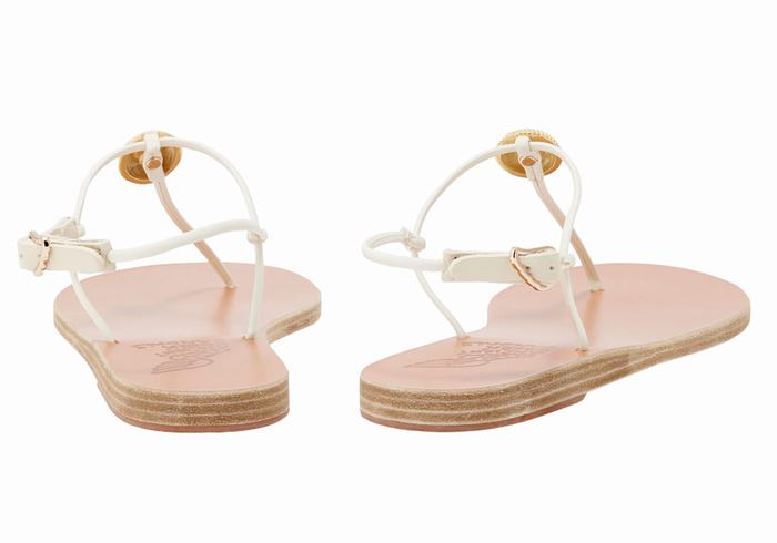 Ancient Greek Sandals Dimitra Flip Flop Donna Sandali Con Cinturino Sul Retro Bianche | LRE9217BX