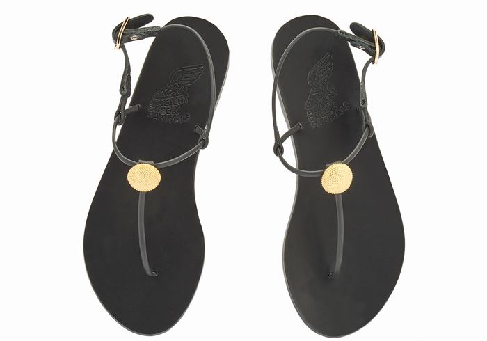 Ancient Greek Sandals Dimitra Flip Flop Donna Sandali Con Cinturino Sul Retro Nere | QZQ215BM