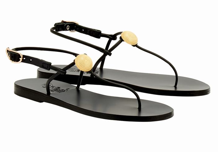 Ancient Greek Sandals Dimitra Flip Flop Donna Sandali Con Cinturino Sul Retro Nere | QZQ215BM