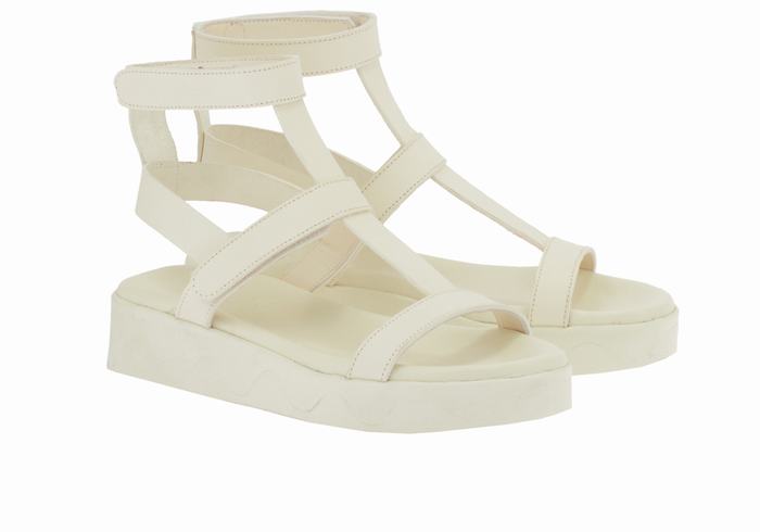 Ancient Greek Sandals Efrosini Leather Donna Sandali con Plateau Bianche | LKO214UT