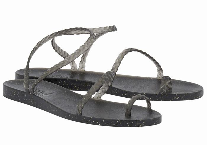 Ancient Greek Sandals Eleftheria Donna Sandali Intrecciati Nere Oro | NJL125AF