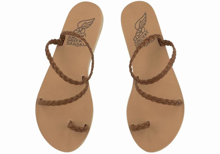 Ancient Greek Sandals Eleftheria Leather Donna Sandali Intrecciati Cioccolato | NLZ2684GV