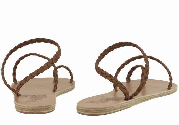 Ancient Greek Sandals Eleftheria Leather Donna Sandali Intrecciati Cioccolato | NLZ2684GV