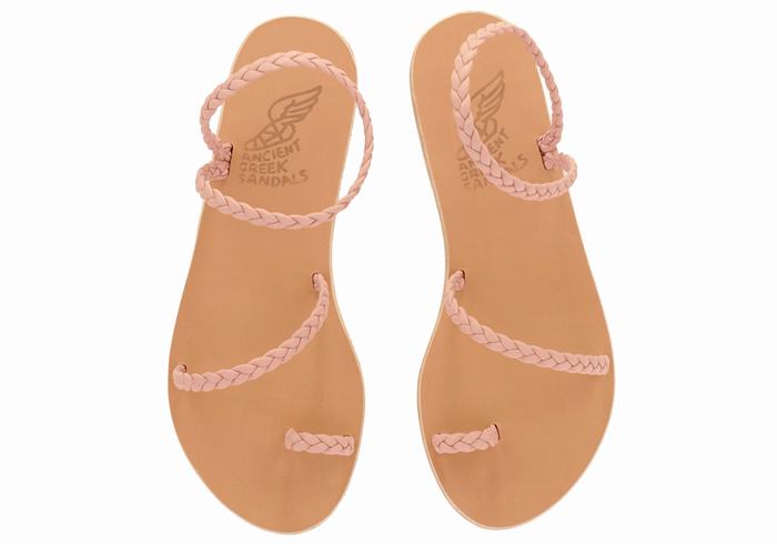 Ancient Greek Sandals Eleftheria Leather Donna Sandali Intrecciati Rosa | VVA7394GM