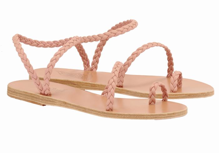 Ancient Greek Sandals Eleftheria Leather Donna Sandali Intrecciati Rosa | VVA7394GM