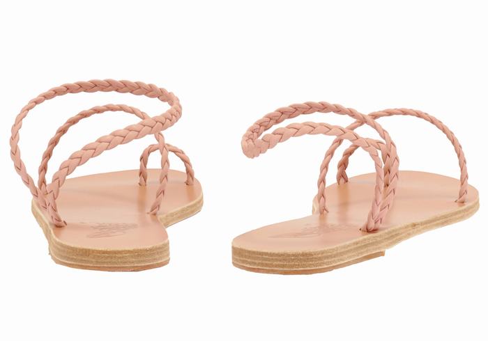 Ancient Greek Sandals Eleftheria Leather Donna Sandali Intrecciati Rosa | VVA7394GM