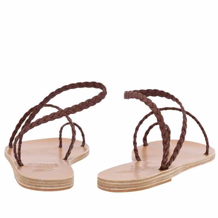 Ancient Greek Sandals Eleftheria Leather Donna Sandali Intrecciati Caffè | XIN4556KV