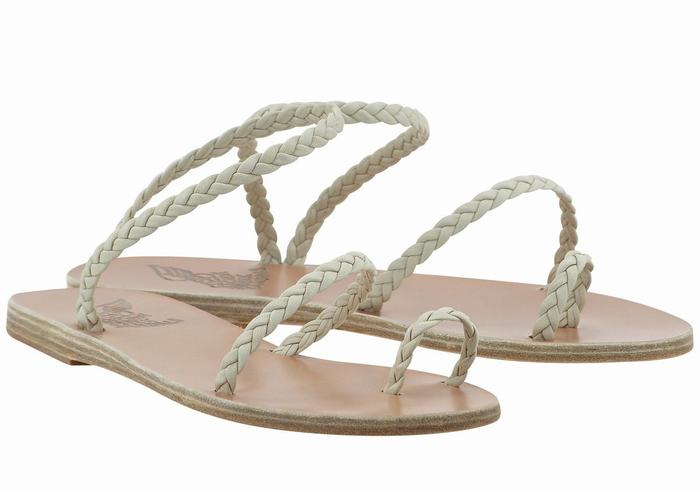 Ancient Greek Sandals Eleftheria Leather Donna Sandali Intrecciati Bianche | HWO10041DI