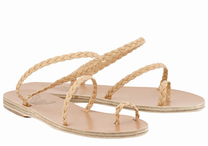 Ancient Greek Sandals Eleftheria Leather Donna Sandali Intrecciati Beige | HBX8878AT