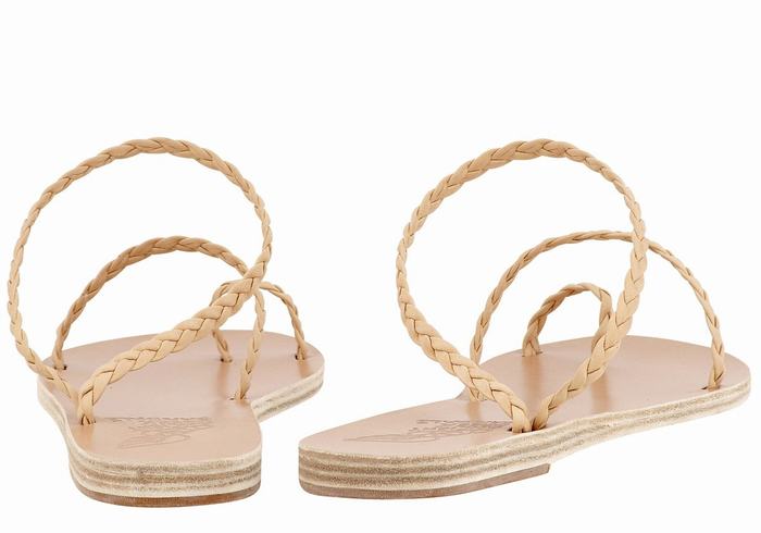 Ancient Greek Sandals Eleftheria Leather Donna Sandali Intrecciati Beige | HBX8878AT