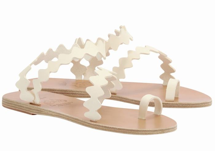 Ancient Greek Sandals Eleftheria Onda Leather Donna Sandali Con Puntale Bianche | VSD574JX