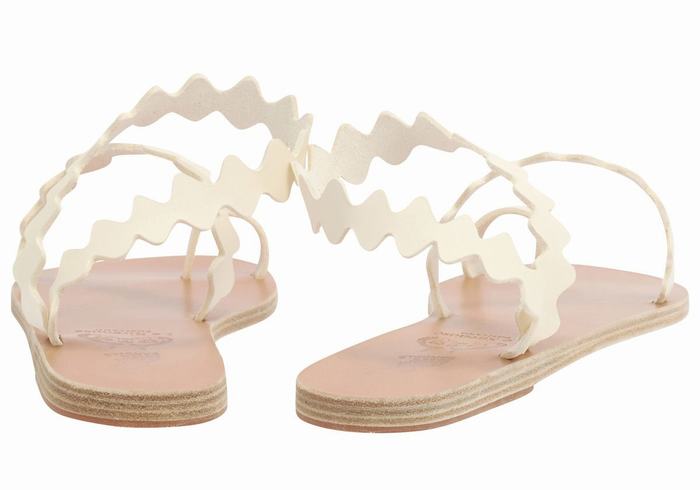 Ancient Greek Sandals Eleftheria Onda Leather Donna Sandali Con Puntale Bianche | VSD574JX