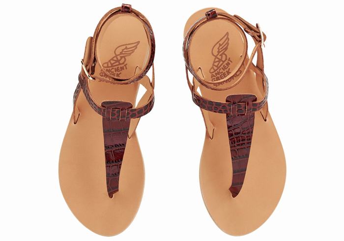 Ancient Greek Sandals Estia Donna Sandali Con Cinturino Rosse Scuro Nere | KTQ5077KI