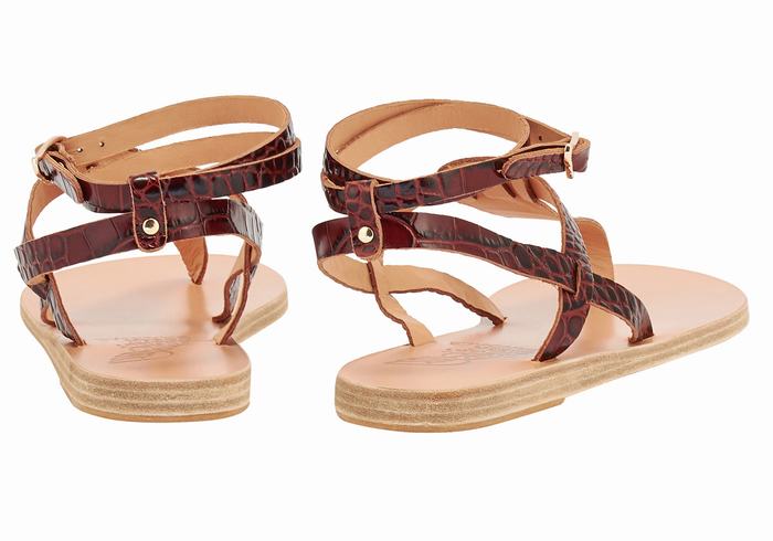 Ancient Greek Sandals Estia Donna Sandali Con Cinturino Rosse Scuro Nere | KTQ5077KI