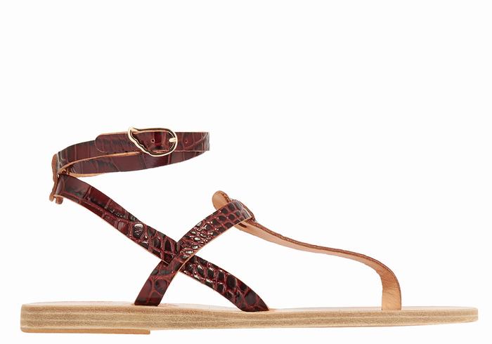 Ancient Greek Sandals Estia Donna Sandali Con Cinturino Rosse Scuro Nere | KTQ5077KI