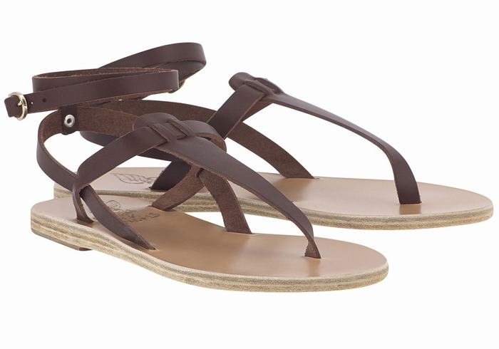 Ancient Greek Sandals Estia Leather Donna Sandali Con Cinturino Caffè | XAO6855JJ