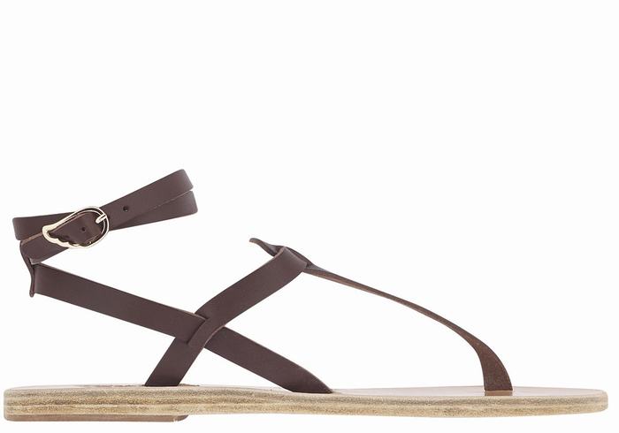 Ancient Greek Sandals Estia Leather Donna Sandali Con Cinturino Caffè | XAO6855JJ