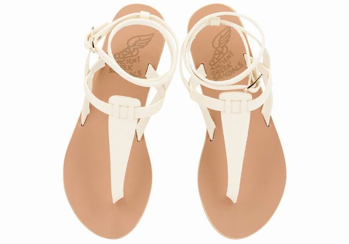 Ancient Greek Sandals Estia Leather Donna Sandali Con Cinturino Bianche | YTS8473RD