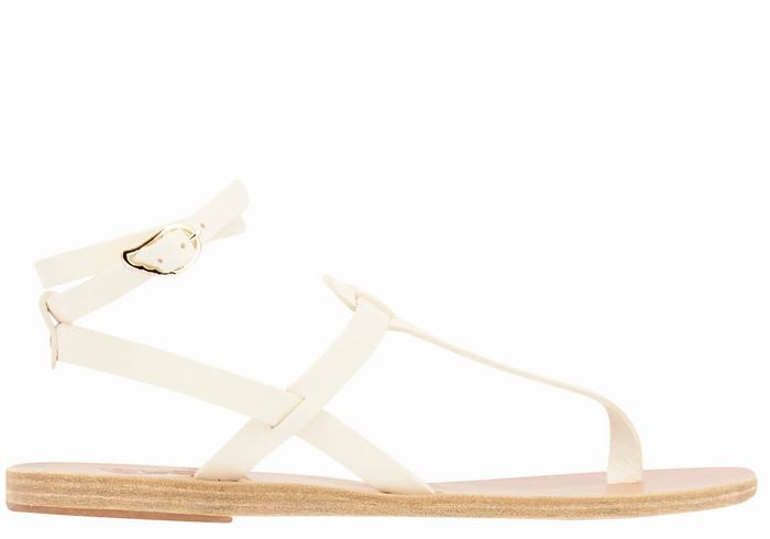 Ancient Greek Sandals Estia Leather Donna Sandali Con Cinturino Bianche | YTS8473RD