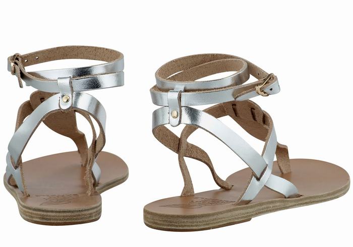 Ancient Greek Sandals Estia Leather Donna Sandali Con Cinturino Argento | GWI8344KE