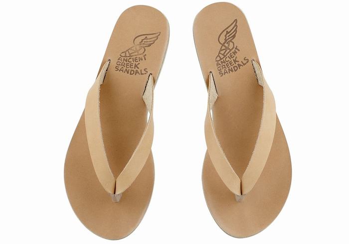 Ancient Greek Sandals Hera Leather Donna Infradito Beige | GSR1782OQ