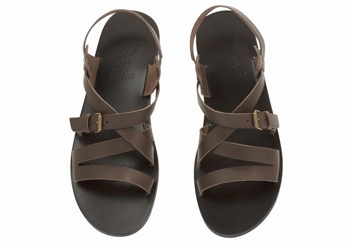 Ancient Greek Sandals Hercules Leather Uomo Sandali Casual Cioccolato | JJW731ZW